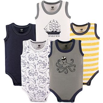 Hudson Baby Infant Boy Cotton Sleeveless Bodysuits 5 pk Sea Captain