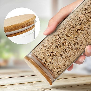 3 Pack Glass Storage Containers With Bamboo Lids, Airtight Canisters For Pantry