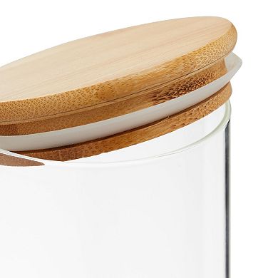 3 Pack Glass Storage Containers With Bamboo Lids, Airtight Canisters For Pantry