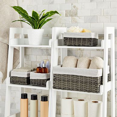 4 Pack Rectangular Wicker Storage Baskets, Decorative Bins for Organizing (Gray)