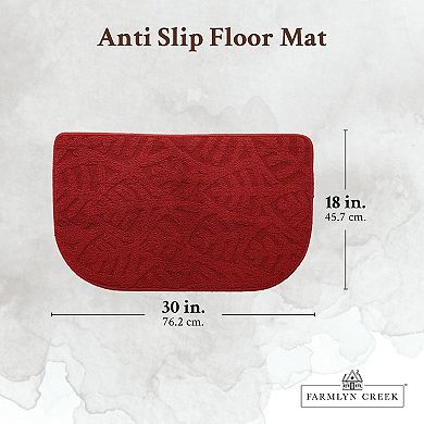 Anti Slip Kitchen Floor Mat, Half Round Rug (Red, 30 x 18 In)