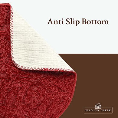 Anti Slip Kitchen Floor Mat, Half Round Rug (Red, 30 x 18 In)