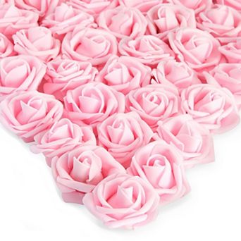 200 Pack Light Pink Artificial Flower Heads, 2 Inch Stemless Fake Foam Roses
