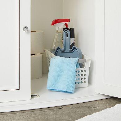 4x Plastic Storage Basket for Bathroom, Laundry, Closet and Kitchen Organization