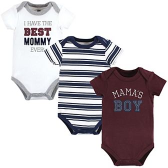 Hudson Baby Infant Boy Cotton Bodysuits, Mamas Boy, 3-6 Months