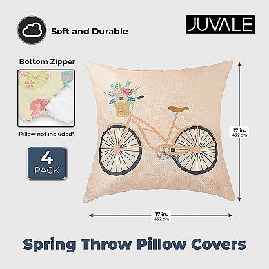 4x Easter Bunny Hello Spring Throw Pillow Covers Cushion Cases 4 Designs, 17"