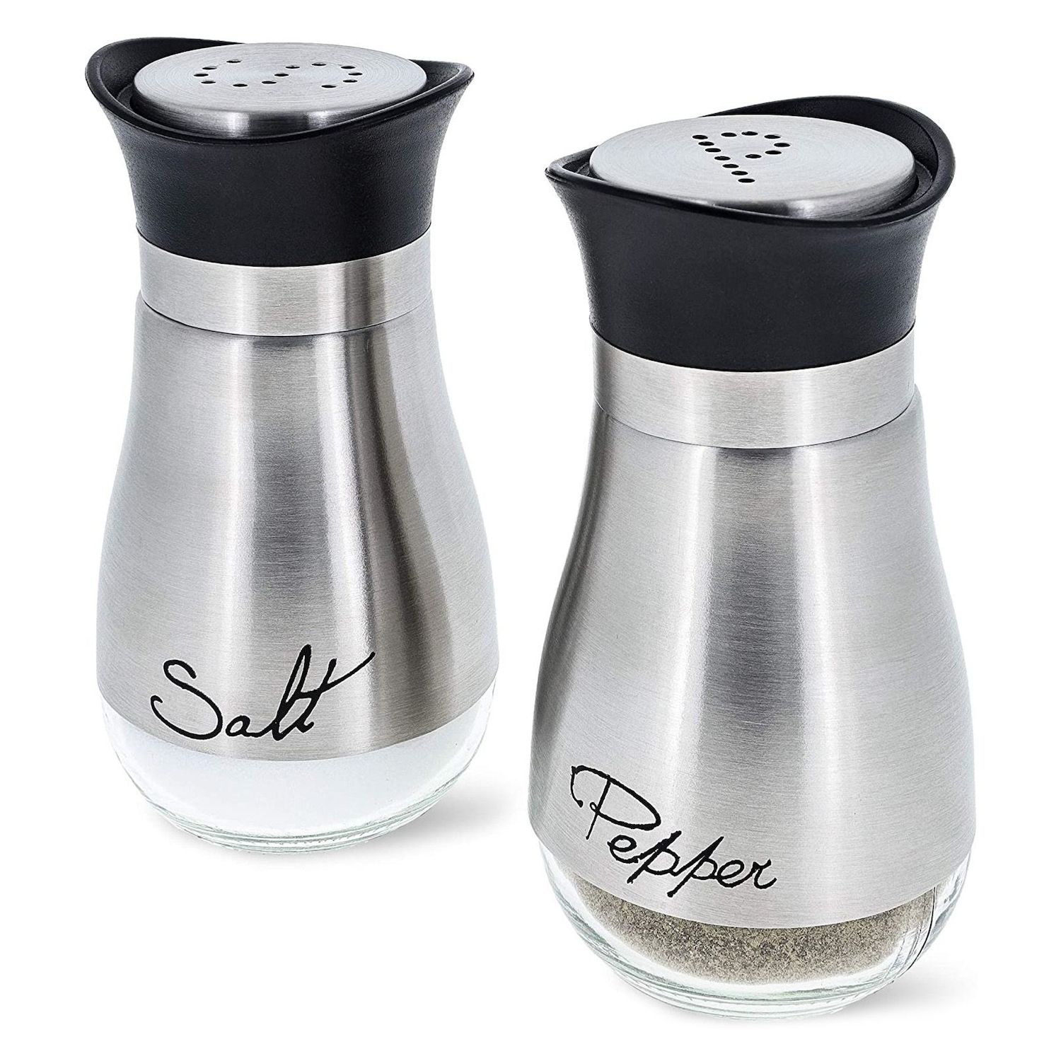 JoyJolt Revere Glass Salt and Pepper Shaker, 2 oz Set