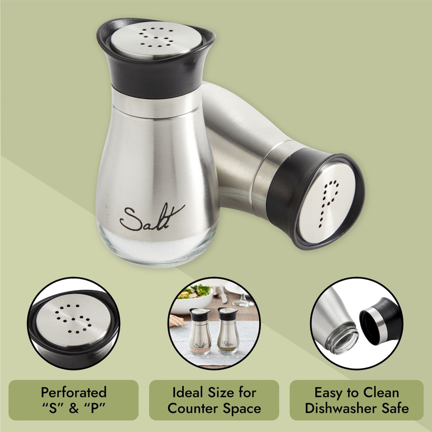 Modern Stainless Salt Shakers