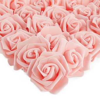 100 Pack Pink Artificial Flowers, Bulk Stemless Fake Foam Roses, 3 in