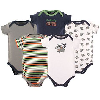 Luvable Friends Baby Boy Cotton Bodysuits 5 pk Dog, 3-6 Months