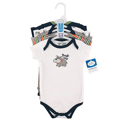 Luvable Friends Baby Boy Cotton Bodysuits 5pk, Dog, 3-6 Months
