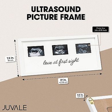 Juvale Sonogram Picture Frame for 3 Ultrasound Keepsake Photos (17 x 7.5 x 0.5 in)