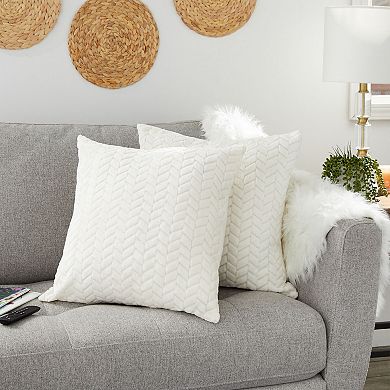 Set of 2, 20x20" Throw Pillow Covers Couch Beige Chevron Cushion Case Sofa Decor