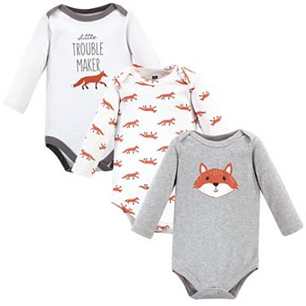 Hudson Baby Infant Boy Cotton Long-Sleeve Bodysuits, Little Fox