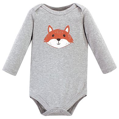 Hudson Baby Infant Boy Cotton Long-Sleeve Bodysuits, Little Fox, 12-18 Months