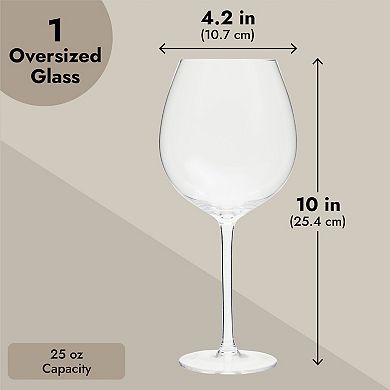 Huge 25oz XL Wine Glass That Holds a Bottle of Wine for Champagne, Mimosas, Holiday Parties, Novelty Birthday Gift (750 ml)