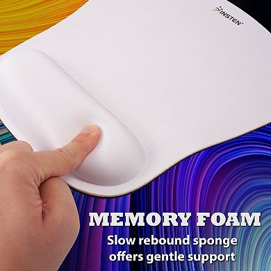 Computer Mouse Pad with Wrist Support Rest, Ergonomic Support Cushion, Easy Typing & Plain Relief for Office, White