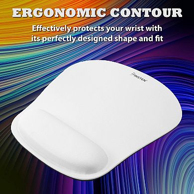 Computer Mouse Pad with Wrist Support Rest, Ergonomic Support Cushion, Easy Typing & Plain Relief for Office, White