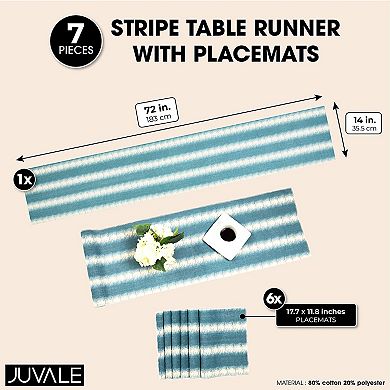 Set of 6 Christmas Placemats & Table Runner for Party Kitchen Holiday Décor, 72”