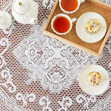 Round Lace Tablecloth for Wedding Party Dining Decorations, 59 Inch