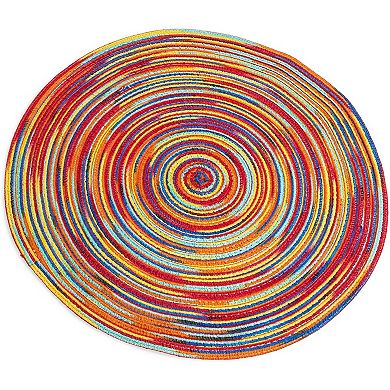 Colorful Round Braided Placemats for Dining Table (15 Inches, 8 Pack)