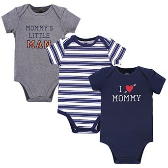 Hudson Baby Infant Boy Cotton Bodysuits 3 pk Boy Mommy, 12-18 Months