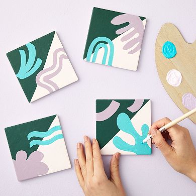 10-Pack 4.25 x 4.25 in White Ceramic Tiles for Crafts, Unglazed Square Coasters