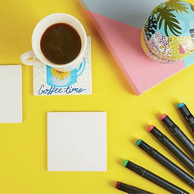 10-Pack 4.25 x 4.25 in White Ceramic Tiles for Crafts, Unglazed Square Coasters