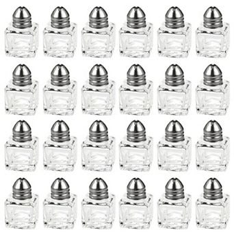24 pc 0.5 Oz Stainless Steel Top Salt & Pepper Shakers Glass Bottle Kitchenware