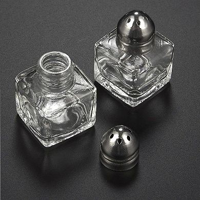 24 Pcs 0.5 Oz Stainless Steel Top Salt & Pepper Shakers Glass Bottle Kitchenware