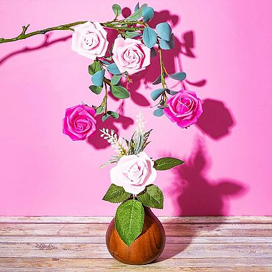 100 Pack Artificial Pink Roses For Wedding Wall Decoration, 3-inch Flower Heads