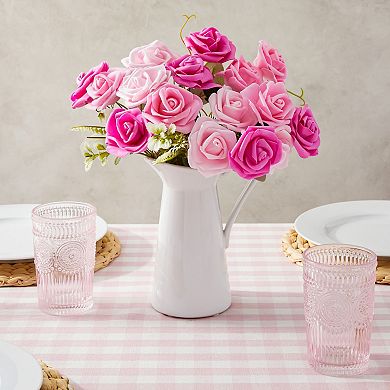 100 Pack Artificial Pink Roses For Wedding Wall Decoration, 3-inch Flower Heads