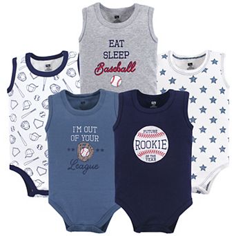 Hudson Baby Infant Boy Cotton Sleeveless Bodysuits 5 pk Baseball