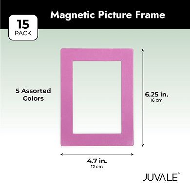 Magnetic Picture Frames for Refrigerator, Holds 4x6 Photos (5 Colors, 15 Pack)