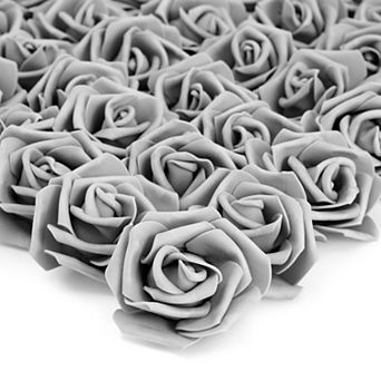 100 Pack Gray Artificial Flowers, Bulk Stemless Fake Foam Roses for Crafts, 3"