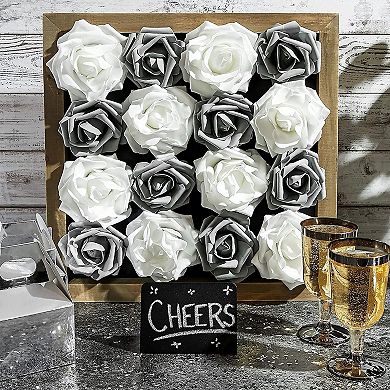 100 Pack Gray Artificial Flowers, Bulk Stemless Fake Foam Roses for Crafts, 3"