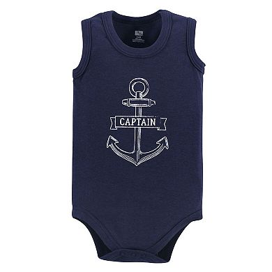 Hudson Baby Infant Boy Cotton Sleeveless Bodysuits 5pk, Captain, 18-24 Months