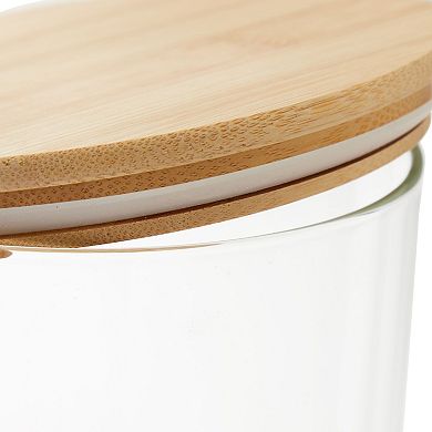 2 Pack Large Bamboo Glass Storage Containers With Lids, 100 Oz Glass Jars, Pantry Storage Containers