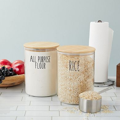 2 Pack Large Bamboo Glass Storage Containers With Lids, 100 Oz Glass Jars, Pantry Storage Containers