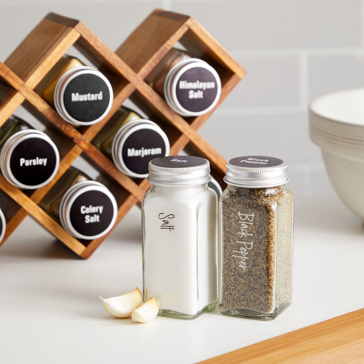 Set Of 2 Spice Drawer Organizer With Jars And Labels Kitchen ...