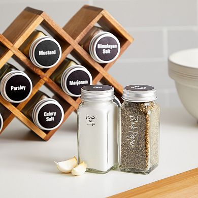 Talented Kitchen 2 Spice Drawer Organizer with Jars and Labels Set