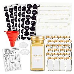 Talented Kitchen 14 Pcs Large 6 oz Glass Spice Jars with Labels and Shakers  Lids, Empty Seasoning Containers with Funnel, Magnetic Conversion Chart,  269 Preprinted Stickers in 2 Styles 