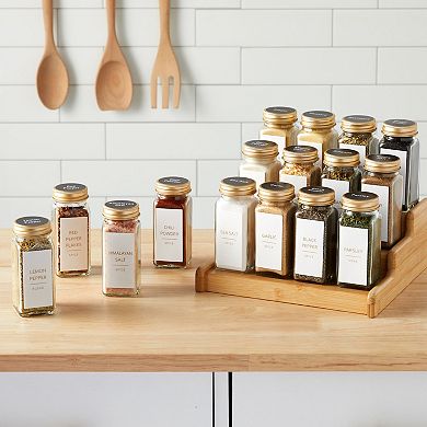 24 Pack Empty 4oz Glass Spice Bottles, 284 Seasoning Labels, Lids, Gold Caps