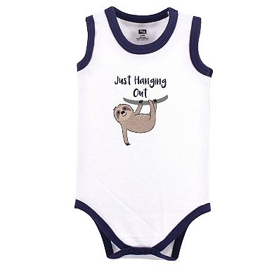 Hudson Baby Infant Boy Cotton Sleeveless Bodysuits 5pk, Sloth, 0-3 Months