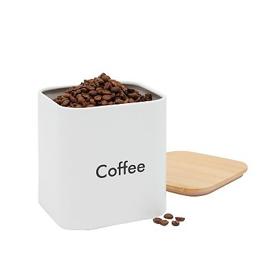 3 Pc Kitchen Canister Set, Coffee, Sugar, Tea Containers With Bamboo Lids, 48 Oz