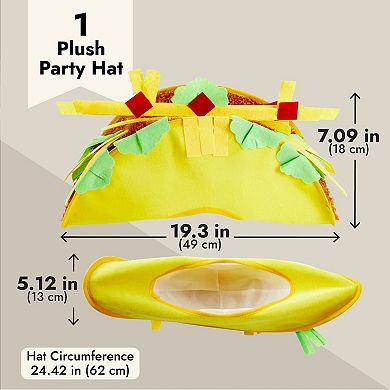 Plush Fiesta Taco Hat for Cinco de Mayo, Halloween Costume Accessory, Taco Tuesday Theme (Adult Size)