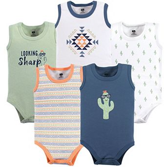 Hudson Baby Infant Boy Cotton Sleeveless Bodysuits 5 pk Cactus, 3-6 Months