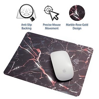 Marble Laptop Computer Mouse Pad Mat High Quality Ultra Thin Reflective Non Slip - Black/Rose Gold