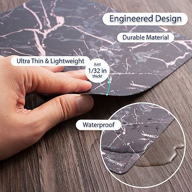 Marble Laptop Computer Mouse Pad Mat High Quality Ultra Thin Reflective Non Slip  - Black/Rose Gold