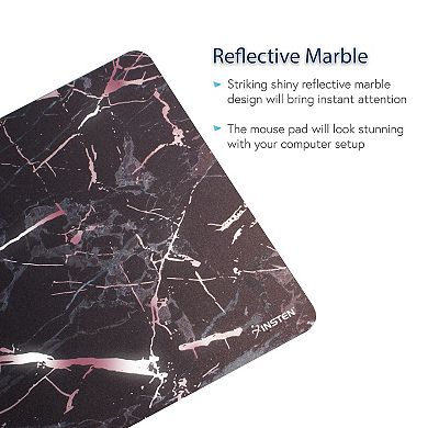 Marble Laptop Computer Mouse Pad Mat High Quality Ultra Thin Reflective Non Slip  - Black/Rose Gold